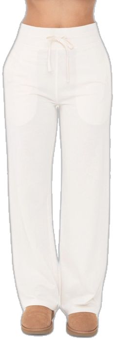 Casual White Sweatpants For Daywear, White Casual Sweatpants For Relaxation, Casual White Sweatpants For Relaxation, Casual White Pants For Relaxation, White Sweatpants With Elastic Waistband For Relaxation, Leg Stretching, Womens Sweatpants, French Terry, Straight Leg