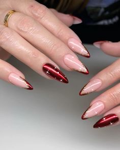 Unghie Nail Art, December Nails, Red Christmas Nails, November Nails, Christmas Nails Easy, Christmas Gel Nails, Gold Nail, Christmas Nails Acrylic, Nail Files