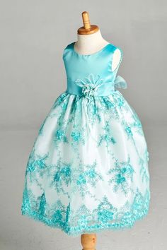 Aqua Lace Easter Pageant Recital Bridesmaid Birthday Flower Girl Dress #11 | eBay