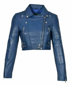 100% Genuine Lambskin All Color Leather Cropped Jacket with Zipper Closer Plus Size Custom Made Cropped Jackets, Cropped Biker Jacket, Winter Leather Jackets, Blue Leather Jacket, Womens Biker Jacket, Slim Fit Jackets, Cropped Leather Jacket, Real Leather Jacket, Biker Leather