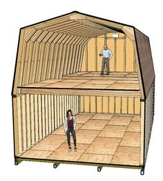 two people are standing in the middle of a room that is being constructed into a house