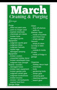 the march cleaning and puriging poster is shown in green, with white lettering