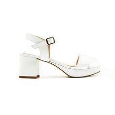 Homecoming Heels, Italian Heels, Elle Shoes, Bridal Shoes Low Heel, White Platform Sandals, Chunky Platform Sandals, Strappy Leather Sandals, White Platform, Leather Platform Sandals