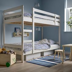 MYDAL Bunk bed frame, white, Twin - IKEA Affordable Bunk Beds, Ikea Mydal, Bunk Bed Hacks, Ikea Bunk Bed, Cama Ikea, Ikea Italia, Brothers Room, Bunk Beds With Storage, Bed Frame Design