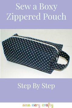 the zippered pouch is made from fabric and has polka dots on it, as well as