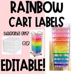 rainbow cart labels or editables for kids to use in crafts and crafts with the text, rainbow cart labels or editables