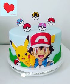 Decoração Pokemon para fazer em casa Bolo Pokemon, 1st Birthday Cake Designs, Pokemon 20, Baby Boy Cakes, Cartoon Cake