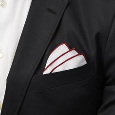 * Light linen material
 * Embroidered edges for reinforcement
 * Fold it in a variety of ways Burgundy Color Scheme, White Pocket Square, Burgundy Colour, Linen Material, Pocket Square, Classic White, Color Schemes, Square, White