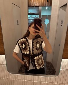 #ootd ж�илет [ mosaic ] price 2 400 uah Artwork Ideas, Crochet Vest, Sweater Vest, Mosaic, Ootd, Yarn, Knitting, Crochet