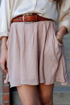 Pink Polkadot, Stile Casual Chic, Looks Street Style, Victoria Secrets, Skirt Style, White Skirt, Moda Vintage, Beautiful Skirts, Flowy Skirt