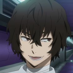 an anime character with black hair and white shirt