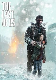 the last of us movie poster with man and woman walking through water in snow storm