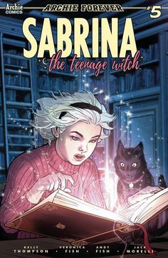 the cover to sarina, the teenage witch 5 is shown in front of a black cat