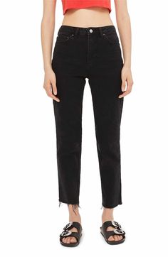 Main Image - Topshop Raw Hem Straight Leg Jeans (Tall) Raw Hem Straight Leg Jeans, Jeans Tall, What To Buy, Who What Wear, Women's Dresses, Ankle Length, Stretch Denim, Straight Leg Jeans, Leg Jeans