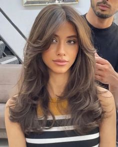 7 Medium Length Layered Haircut Looking for a face-framing hairstyle, curtain bangs... Layered Hair For Thinner Hair, Layered Haircuts For Medium Hair, Mid Length Hair With Layers, Bangs Hairstyles, Medium Length Hair With Layers