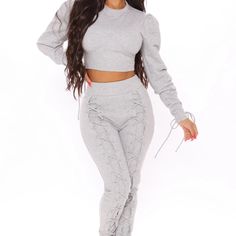 2pc Set Sixe Xl New Without Tags/ Never Worn Reasonable Offers Welcomed Can Bundle High Waist Two-piece Loungewear Set, Lace Up Leggings, Fashion Nova Outfits, Lift Off, Heels Fashion, The Hustle, Long Crop Top, Womens Loungewear, Pant Set