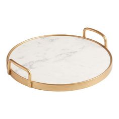 marble and gold serving tray with handles