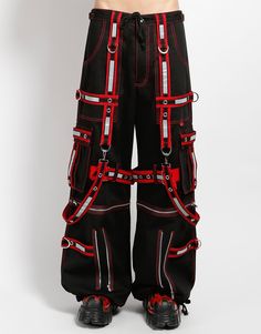 TRIPP NYC - ELECTRO REFLECTOR DARKSTREET PANT Mens Black And Red Outfit Casual, Red Grunge Outfit, Red Outfit Casual, Emo Pants, Alt Style Outfit, Vampire Freaks, Tripp Nyc Pants, Goth Pants, Rave Pants