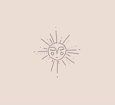 the sun with two faces drawn in black on a light pink background, as if it were an illustration