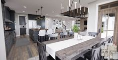 a dining room and kitchen area in a house