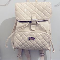 “In A Cinch” Nwt Adjustable Straps Cheetah Print Inside Faux Leather Small Stain On Top (See Photos, Barely Noticeable) White Backpack, Grey Backpacks, Faux Leather Backpack, Nine West Bags, Faux Leather Purse, Medium Backpack, Black Leather Backpack, Monogram Tote, Small Backpack