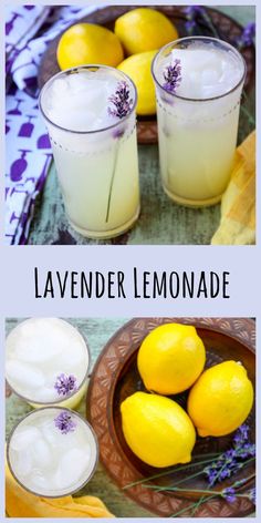 lemonade with lavender flowers and lemons on the side