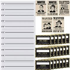 the wanted reward cards are shown in black and white, with gold foil on them