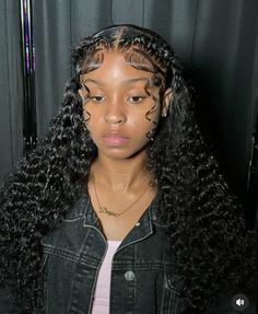 pretty & unique buss down wig. follow for more content. 2 Braids Curly Wig, Lace Front Hairstyles Deep Wave, Cute Curly Wig Hairstyles For Black Women, Half And Half Hairstyles Black Women, Wavy Wig Hairstyles For Black Women, Cute Lace Hairstyles, Wet N Wavy Hairstyles, Baddie Curly Wig Hairstyles, Wig Styles Curly Hair