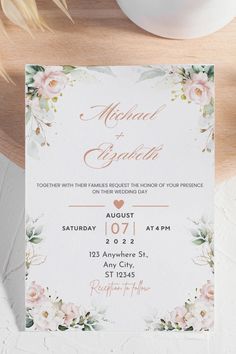 Floral Wedding Invitation Template Free Download Using Canva, Templates Free Download, Free Wedding, Floral Wedding Invitations