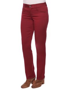 "Stretch Denim "Ab"solution Straight Leg Petite Butt Lift Colored Jeans Wine Red" Espresso, Built In