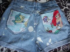 Vintage Little Mermaid Ariel Disney by CANDYPANTSclothing on Etsy Cute Disney Outfits, Disney High, Ariel Disney, Disneyland Outfits, Little Mermaid Ariel, Painted Jeans, Disney Ariel, Easy Art, Acid Wash Denim