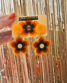 50mm ✿ Earrings inspired by the 1960s summer of love, mod fashion and hippie fashion. All earrings are handmade from acrylic and will bring you back in time. 1960s earrings, 70s fashion, 70s earrings , retro inspired, flower earrings, mod earrings, hippie earrings 70s Women Jewelry, 60s Inspired Jewelry, 70s Accessories Jewelry Claire's, Gold Seventies Inspired Jewelry, 70 Jewelry Style, 70s Fashion Jewelry, Cheap Orange Retro Earrings, Retro Multicolor Flower Earrings For Gift, Handmade Retro Flower Earrings