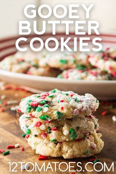 two cookies stacked on top of each other with sprinkles in the middle