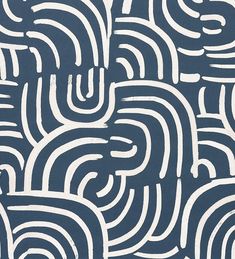 an abstract blue and white pattern with wavy lines