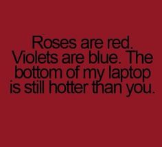 roses are red violets are blue the bottom of my laptop is still hotter than you