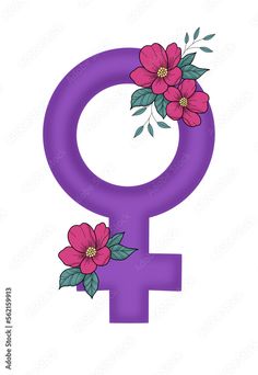 the female symbol with flowers on it