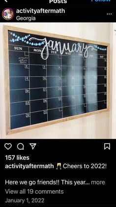 a blackboard with the word january written on it and an instagramr below