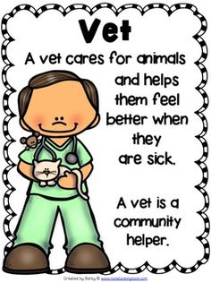 a vet is holding a cat in his arms and the words vet are written on it