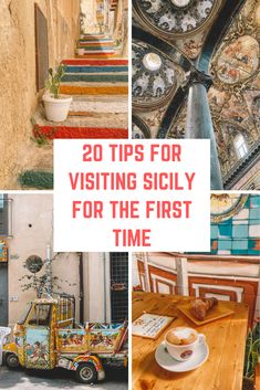 some pictures with the words 20 tips for visiting sticky for the first time on them