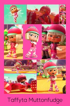 an animated character collage with many different pictures and caption for the title, taffyta muttonfuge