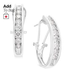 in stock Channel Set White Gold Round Diamond Earrings, Anniversary Channel Set Diamond Earrings, White Gold Round Diamond Earrings Channel Set, Diamond White Classic Hoop Earrings, White Diamond Earrings Channel Set Round Cut, White Gold Channel Set Round Cut Earrings, Fine Jewelry Channel Set Hoop Earrings, Channel Set Huggie Jewelry For Anniversary, White Gold Small Hoop Earrings Channel Set