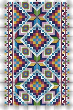 a cross stitch pattern with different colors and patterns on it, including an ornate design