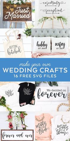 wedding crafts and free svg files for the bride to use on their wedding day