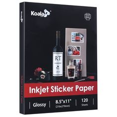 koala inkjet sticker paper 8 5 x 11 inches, glossy black pack of 3