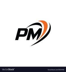 the letter vm logo with an orange and black circle around it on a white background