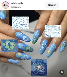 Fish Nails, Pretty Gel Nails, Really Cute Nails, Kawaii Nails, Nails Desing, Cute Nail Art, Funky Nails, Cute Nail Designs, Dope Nails