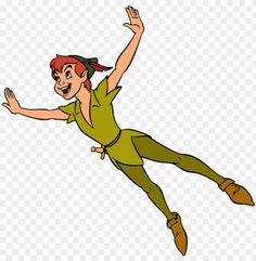 tinkerbell flying in the air with her arms out and legs spread wide, transparent background