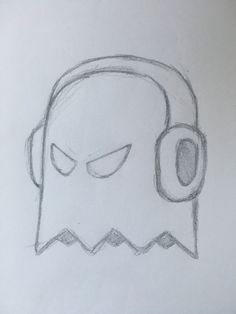 a drawing of a cartoon character with headphones