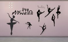 the silhouettes of ballet dancers are displayed on a wall