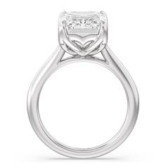 This solitaire's brilliance is one that you cannot miss. The mesmerizing 7-carat diamond center stone is held securely by the four claw prongs of a stylized four-petal basket. The central diamond sits on a cathedral shank with a flattering silhouette. Cathedral Ring, Claw Prong, Gorgeous Engagement Ring, Lab Diamonds, Diamond Earrings Studs, Diamond Studs, Ring Sets, Diamond Necklace, Platinum